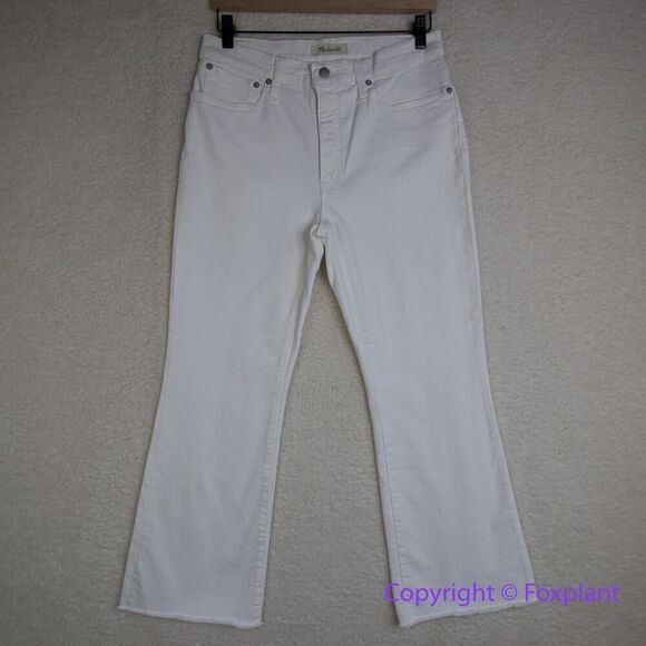 New! Madewell Cali Demi-Boot Jeans in Pure White: Raw-Hem Edition, 30 - Picture 2 of 15